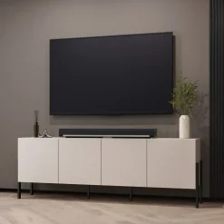 Mobile TV 200x70h cm 4 ante moderno beige cashmere Simple