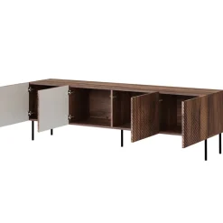 Mobile TV 191x58h cm 4 ante noce scuro con frontali serigrafati Savanna