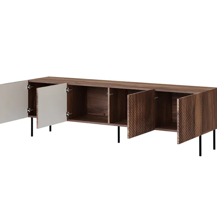 Mobile TV 191x58h cm 4 ante noce scuro con frontali serigrafati Savanna