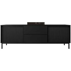 Mobile TV 174x60h cm 2 cassetti design cannettato nero Strike