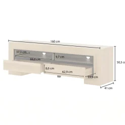 Mobile TV 160x51h cm 2 cassetti rovere Écarté