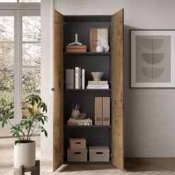Mobile ufficio multiuso 63x184h cm 2 ante nero pero Jobby