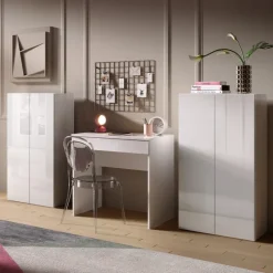 Mobile ufficio multiuso 63x114h cm 2 ante bianco lucido Jobby