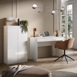 Mobile ufficio multiuso 63x114h cm 2 ante bianco lucido Jobby