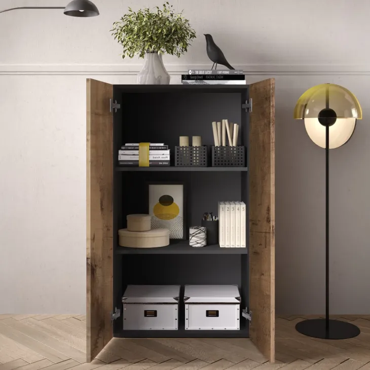 Mobile ufficio multiuso 63x114h cm 2 ante nero pero Jobby