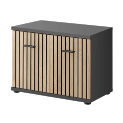 Modulo basso ingresso 2 ante 60x46h cm stampa a righe rovere rustico antracite California Gihome®