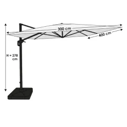 Ombrellone da giardino 4x3m con palo laterale telo ecrù struttura nera Zanzibar