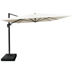Ombrellone da giardino 4x3m con palo laterale telo ecrù struttura nera Zanzibar