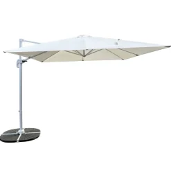 Ombrellone da giardino 3x3m orientabile a 360° con palo laterale telo bianco struttura bianca Levante