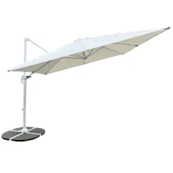 Ombrellone da giardino 3x3m orientabile a 360° con palo laterale telo bianco struttura bianca Levante