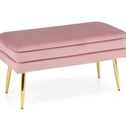 Panca contenitore 78x42cm in velluto moderna rosa oro Franz