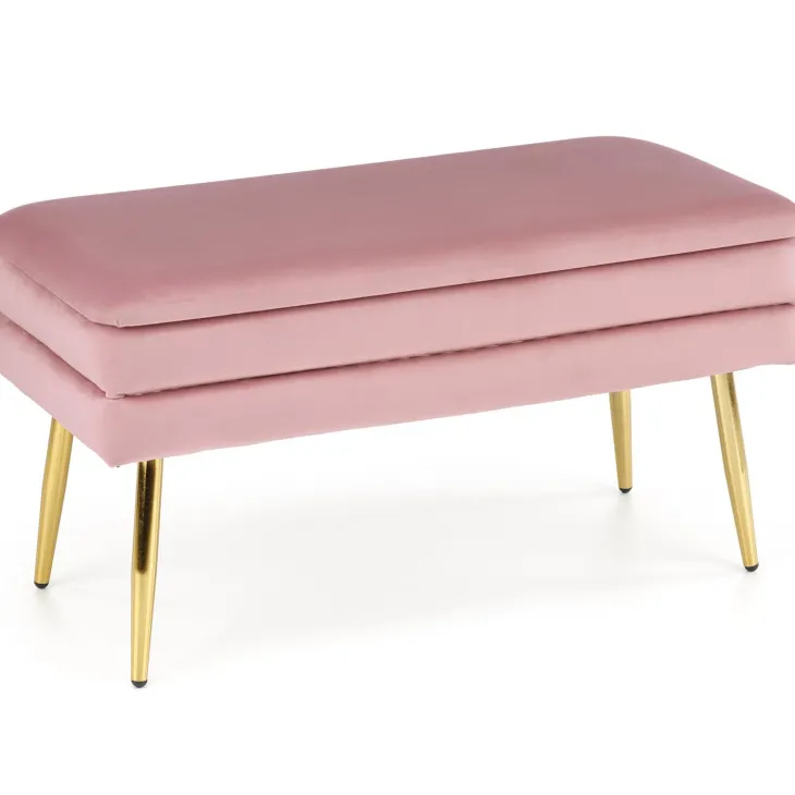 Panca contenitore 78x42cm in velluto moderna rosa oro Franz