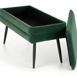 Panca contenitore 78x42cm in velluto moderna verde nero Franz