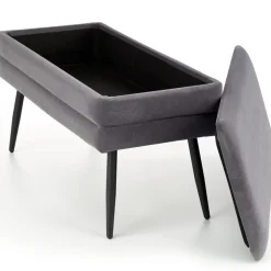 Panca contenitore 78x42cm in velluto moderna grigio nero Franz