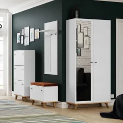 Panca ingresso 69x50h cm con scarpiera bianco rovere Clea