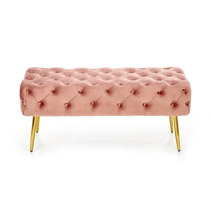 Panca moderna 100x45cm in tessuto rosa oro Napoleon