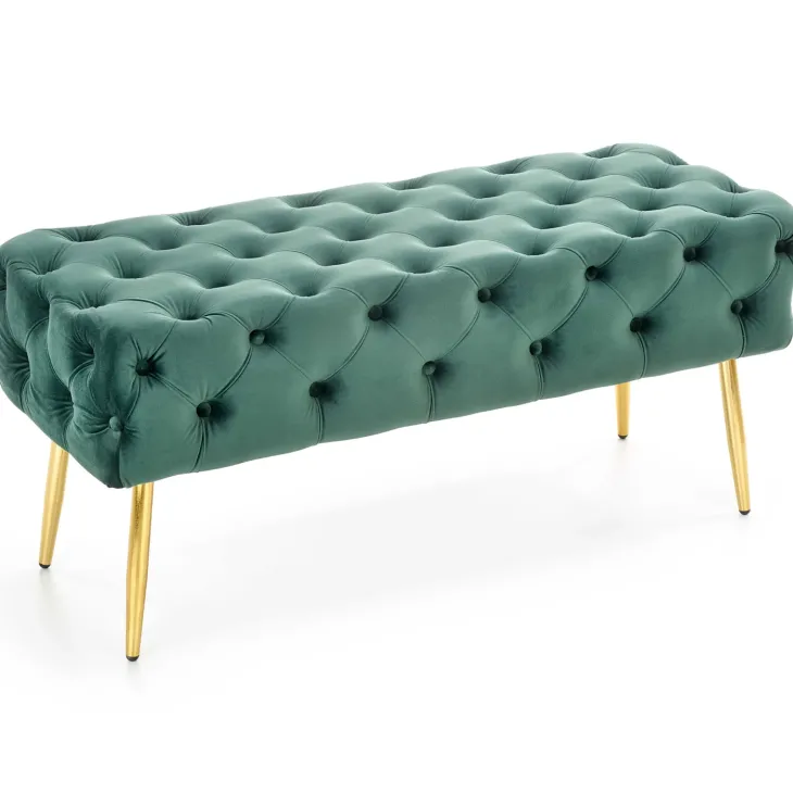 Panca moderna 100x45cm in velluto verde oro Napoleon