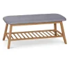 Panca portascarpe in tessuto grigio legno bambù Keduk