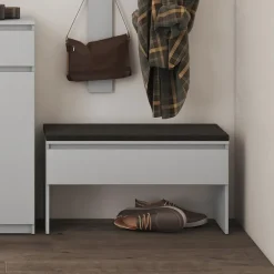 Panca scarpiera 92x50cm con imbottitura grigio Accent