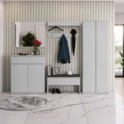 Panca scarpiera 92x50cm con imbottitura grigio Accent