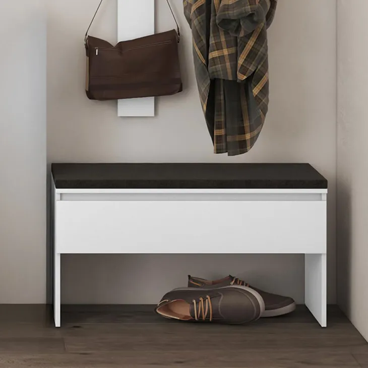 Panca scarpiera 92x50cm con imbottitura bianco Accent