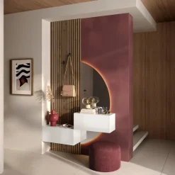 Pannello cannettato a muro 69x260h cm con ganci appendiabiti rovere scuro Sunset Decor
