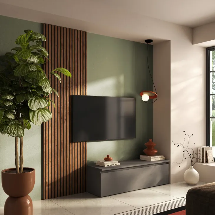Pannello cannettato a muro 69x240h cm con ganci appendiabiti rovere scuro Sunset Decor