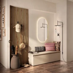 Pannello cannettato a muro 69x180h cm con ganci appendiabiti rovere chiaro Sunset Decor