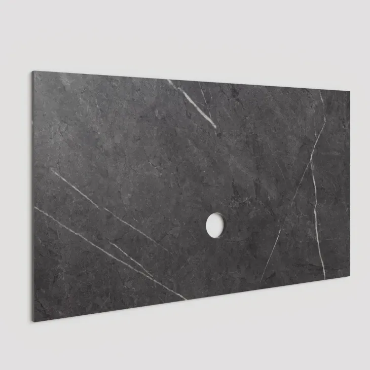Pannello porta tv 180x100h cm effetto marmo nero Sunset