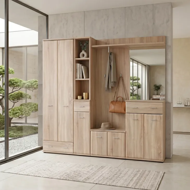 Pannello specchio con mensola 60x106h cm rovere sonoma California Gihome®
