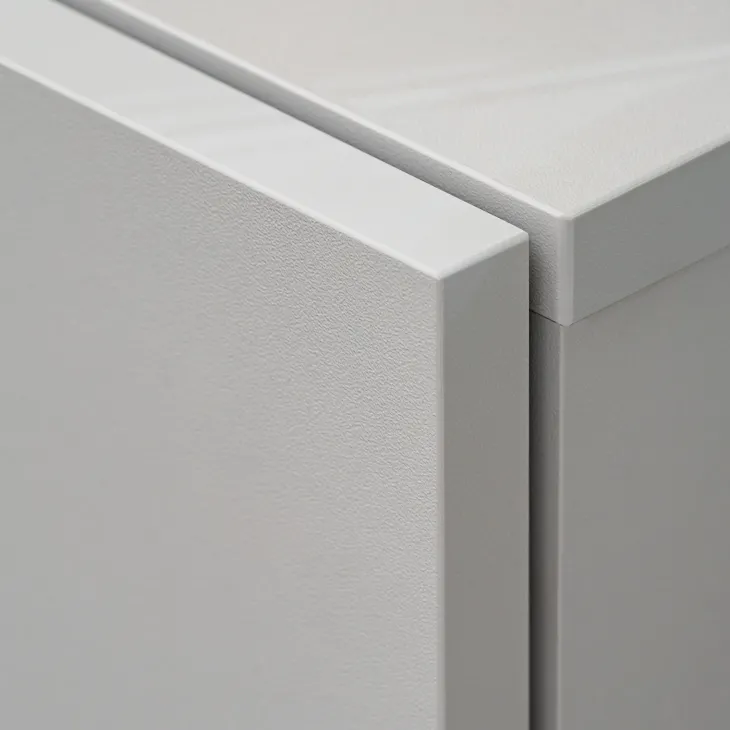 Parete attrezzata con biocamino 160x120h cm pannello effetto cannettato grigio perla rovere Luvox