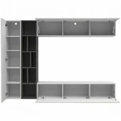 Parete attrezzata sospesa 224x160h cm moderna bianco grafite Artemisia