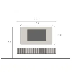 Parete attrezzata sospesa 207x180h cm effetto travertino rovere chiaro Sunset Decor 1046