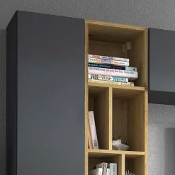 Parete attrezzata sospesa 224x160h cm moderna antracite rovere Artemisia