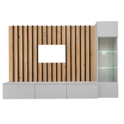 Parete attrezzata sospesa 220x148h cm nero rovere grigio perla Violina