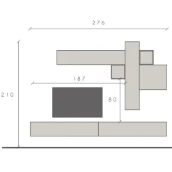 Parete attrezzata sospesa 276x210h cm moderna grigio antracite Sunset 84