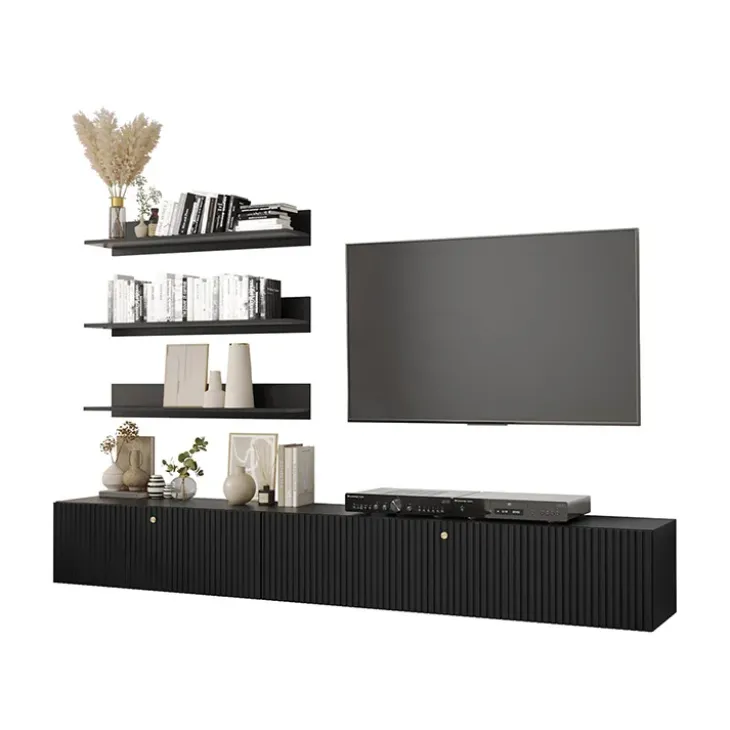 Parete attrezzata sospesa 250x150h cm nero Kiruna 2
