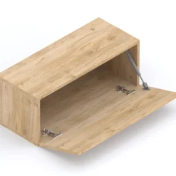 Parete attrezzata sospesa 262x220h cm cannettata beige cashmere rovere chiaro Sunset Decor 1034