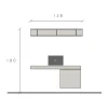 Parete attrezzata sospesa 138x180h cm bianco lucido rovere chiaro Sunset 1048