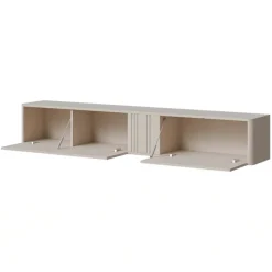 Parete attrezzata sospesa 216x200h cm moderna beige cashmere Bellagio 2