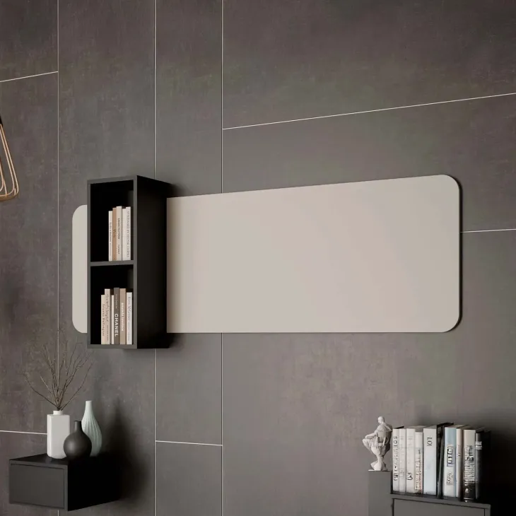 Parete attrezzata sospesa 216x200h cm moderna beige cashmere Bellagio 3