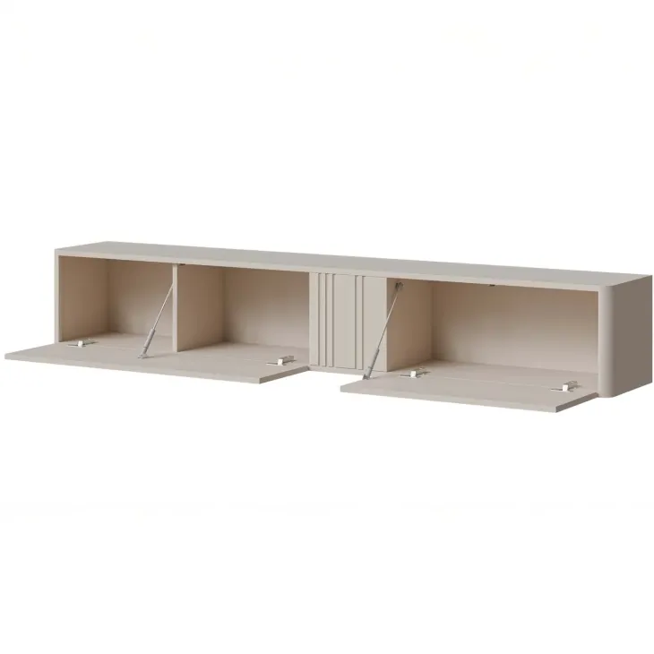 Parete attrezzata sospesa 302x200h cm moderna beige cashmere Bellagio 4