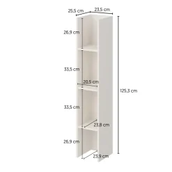 Parete attrezzata 261x194h cm 5 ante a ribalta e libreria 3 ripiani beige cashmere Arkansas