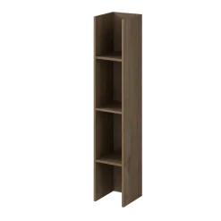 Parete attrezzata 261x194h cm 5 ante a ribalta e libreria 3 ripiani noce Arkansas