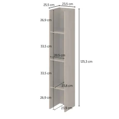 Parete attrezzata 261x194h cm 5 ante a ribalta e libreria 3 ripiani noce Arkansas