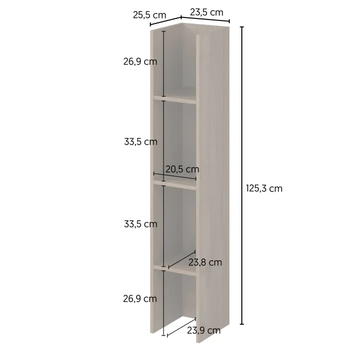 Parete attrezzata 261x194h cm 5 ante a ribalta e libreria 3 ripiani noce Arkansas