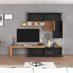 Parete attrezzata 270x200h cm antracite rovere Block 2