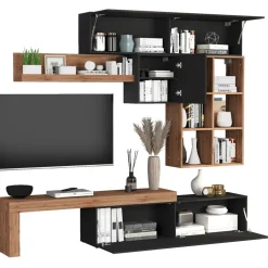 Parete attrezzata 270x200h cm antracite rovere Block 4