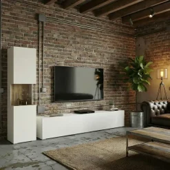 Parete attrezzata 226x140h cm bianco rovere Fusion 1