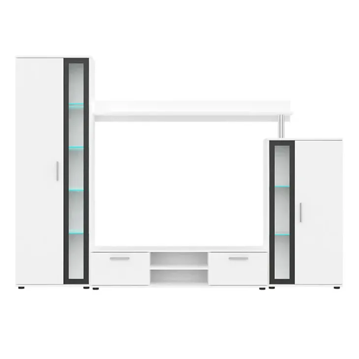 Parete attrezzata 256x182h cm bianco nero Newcastle